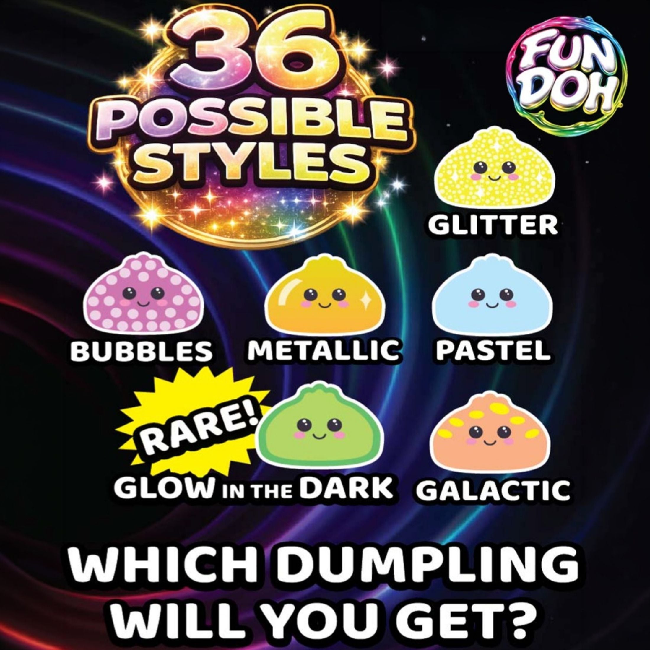 Fun Doh Fancy Mystery Dumpling Squishy Toy – 4in Collectible Series, Assorted Style