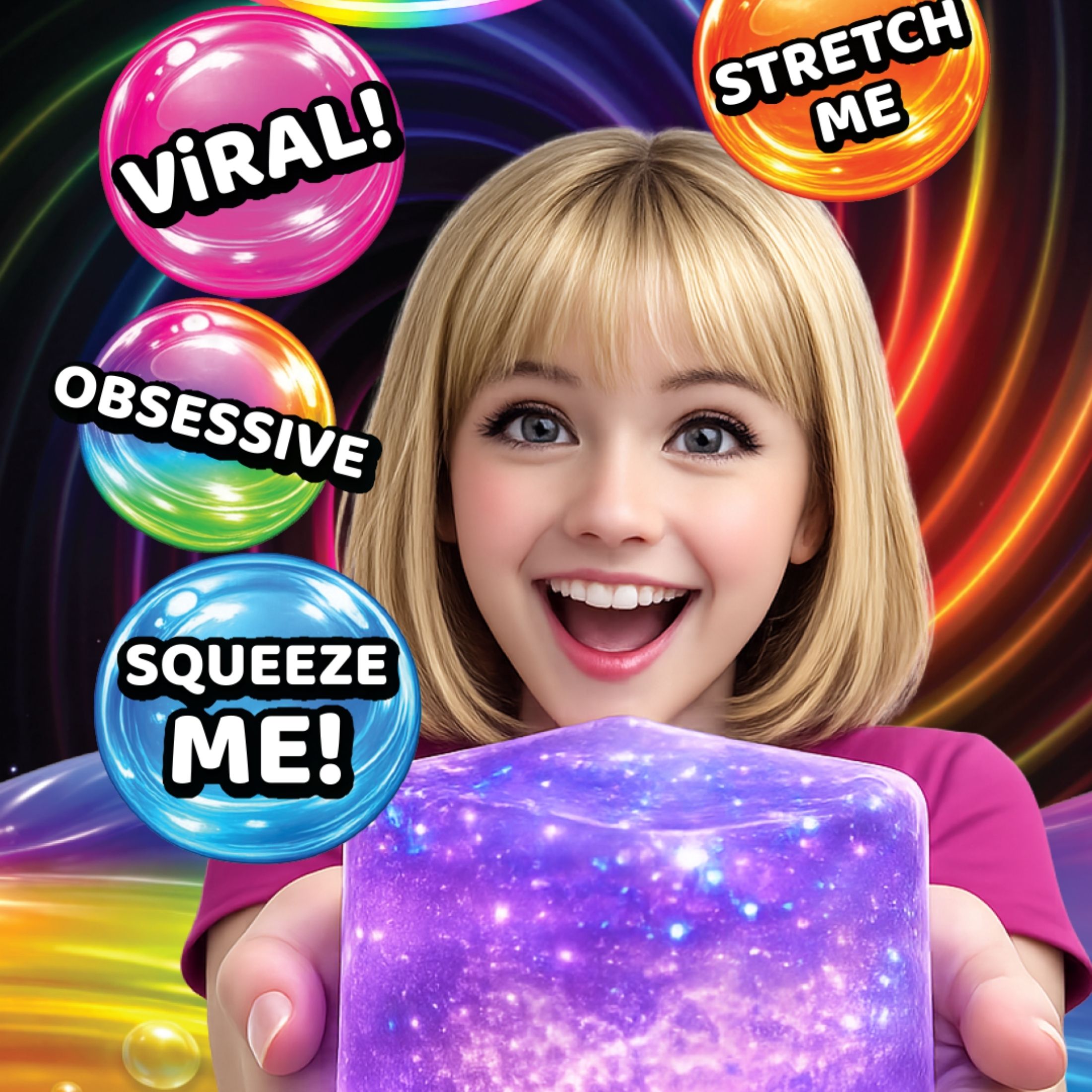 Fun Doh Squish and Squeeze Squishy Cube Stress Relief Fidget Toy