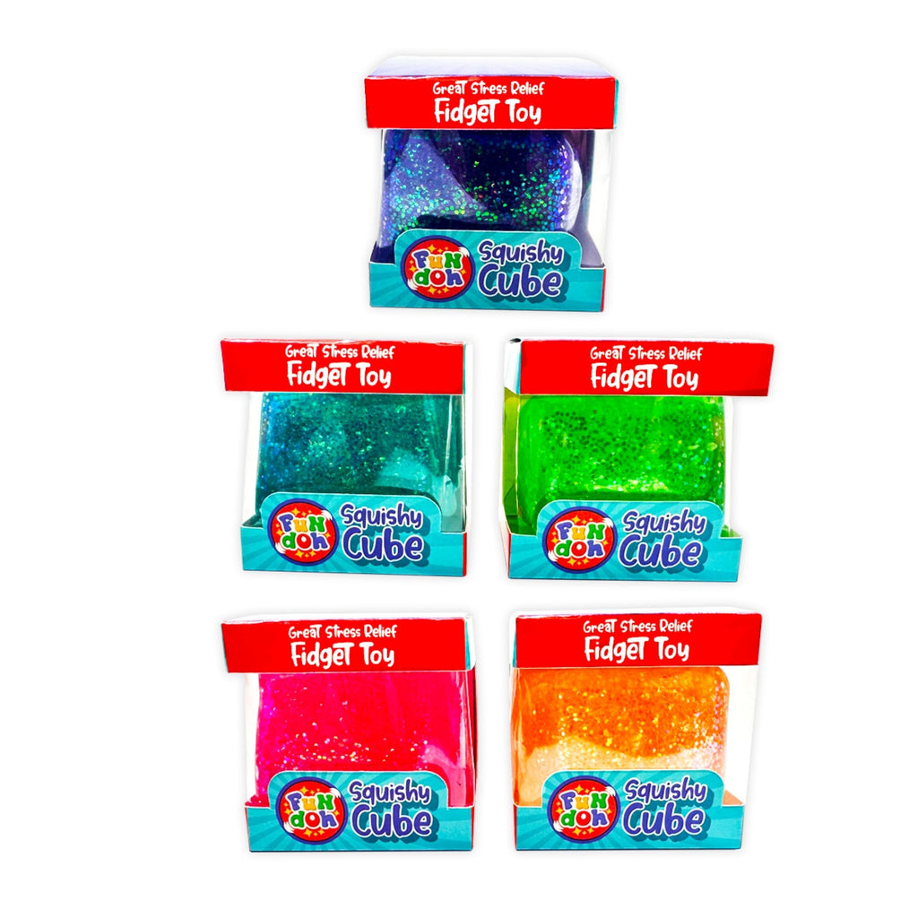 Fun Doh Squish and Squeeze Squishy Cube Stress Relief Fidget Toy