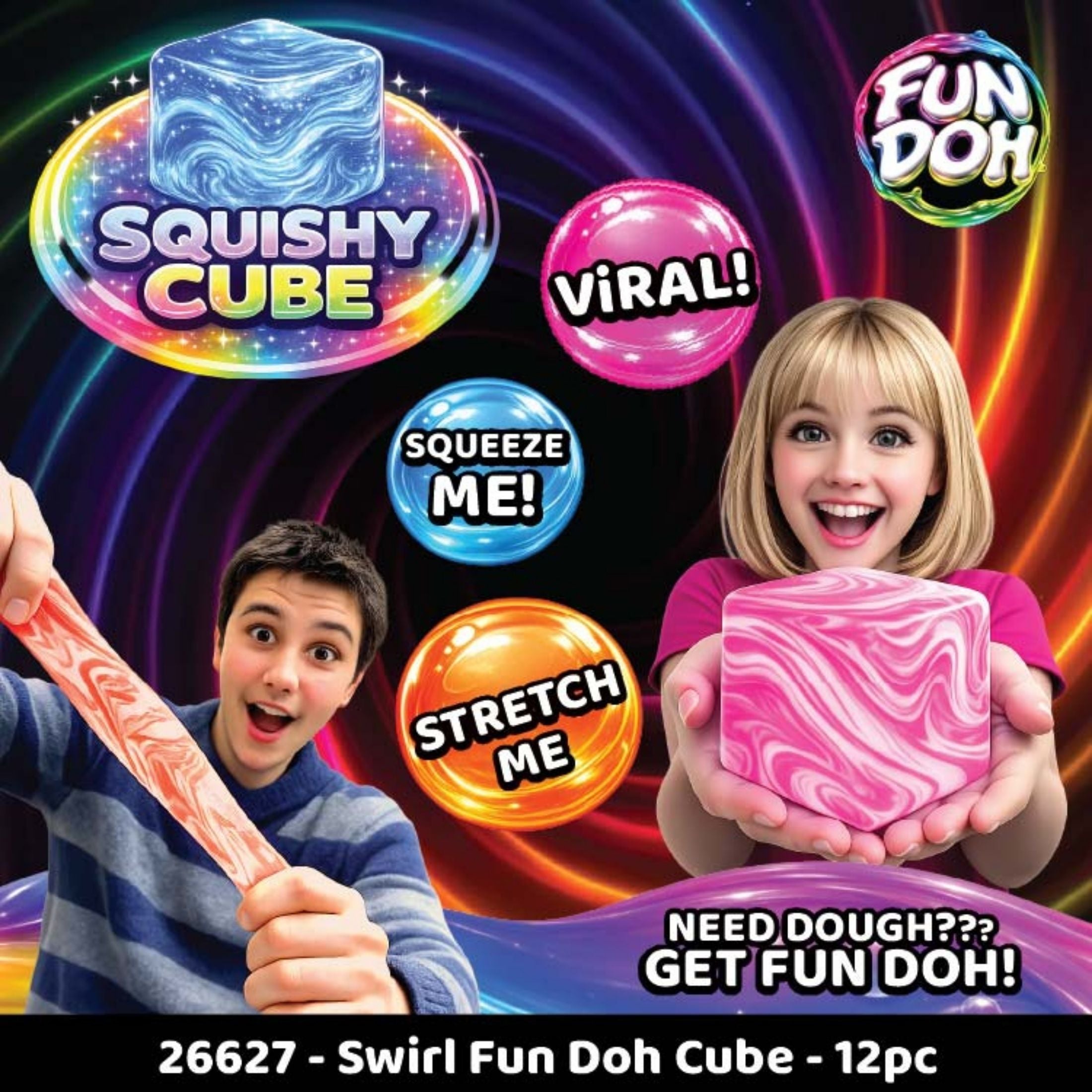 Fun Doh Swirl Squishy Cube – Sensory Stress Relief Fidget Toy