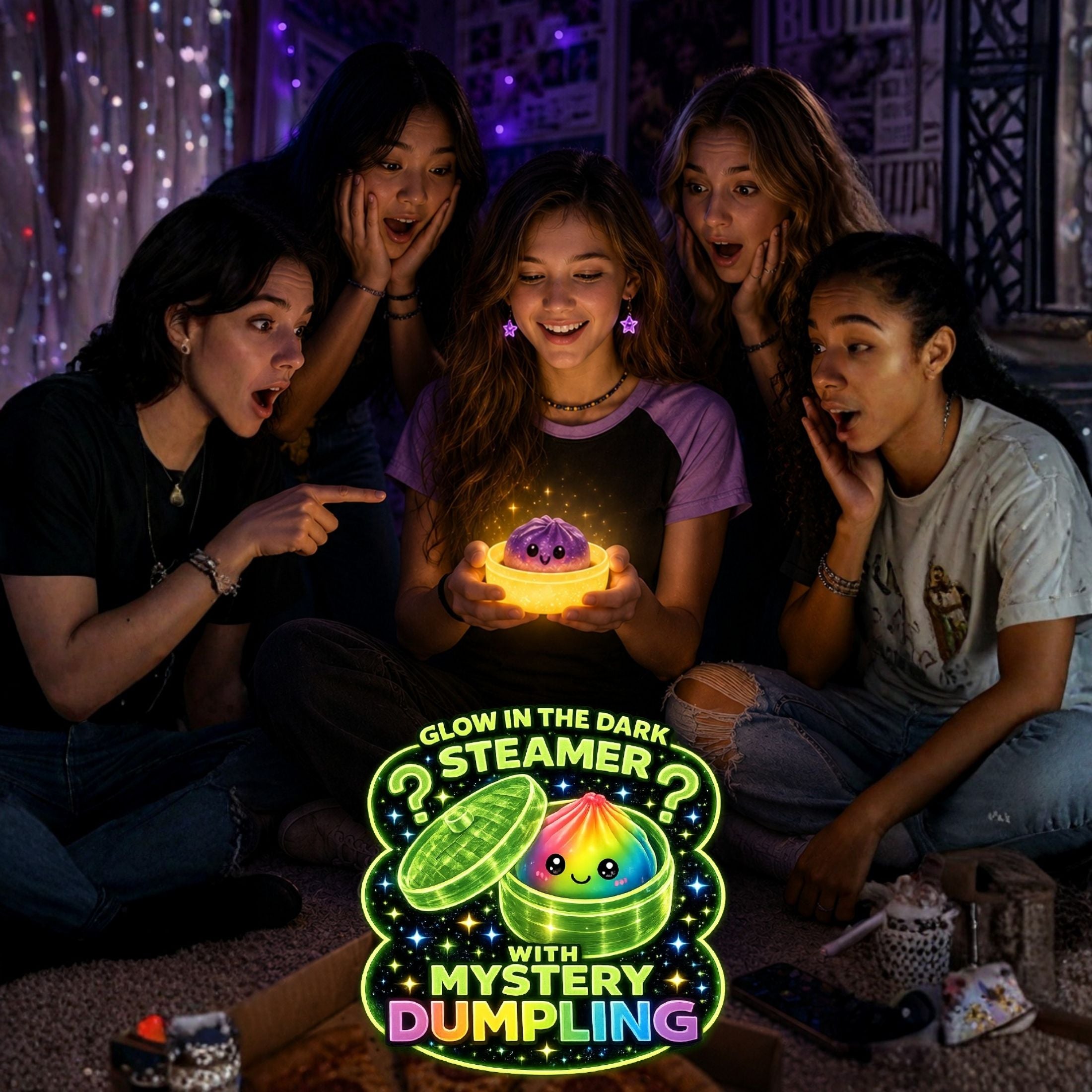 Fun Doh Glow-in-the-Dark Mystery Squishy Dumpling Toy – Rare Pull, Random Style