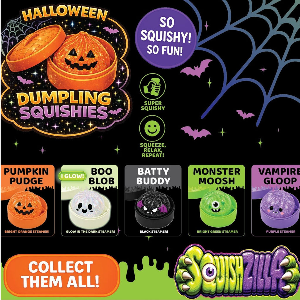 Fun Doh SquishZilla Spooky Steamers - Squishy Sensory Mystery Dumpling Toys