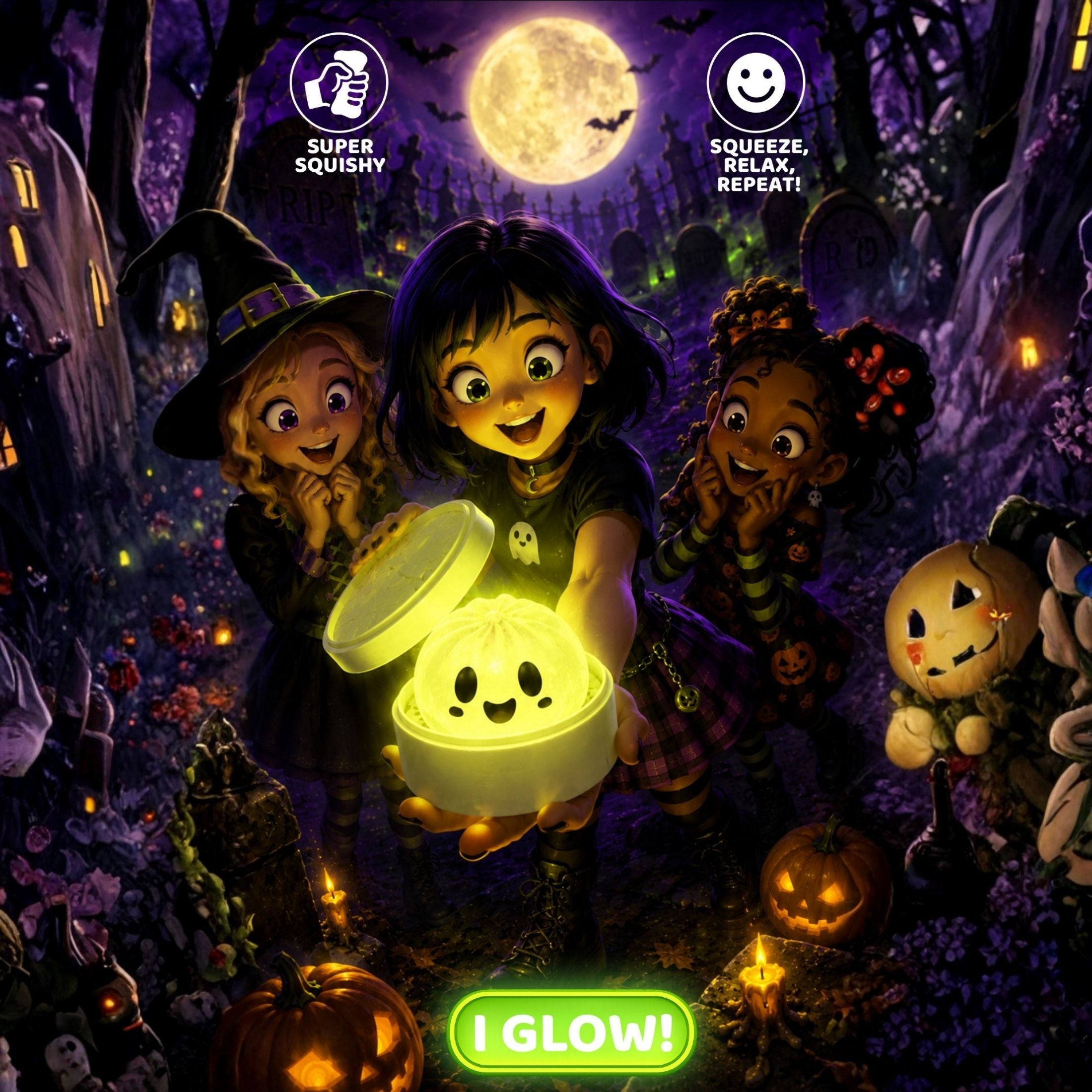 Fun Doh SquishZilla Spooky Steamers - Squishy Sensory Mystery Dumpling Toys