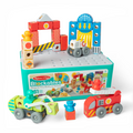 Melissa & Doug Blockables™ Deluxe City Snap And Play, Mix and Match Connectable Wooden Building Blocks Play Set With Storage Bin and Play Lid (122 Pcs) - FSC Certified