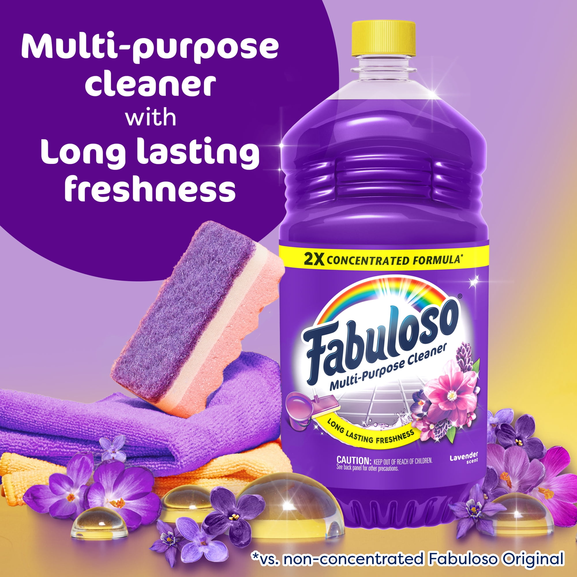 Fabuloso 2X Multi-Purpose Cleaner, No Rinse Floor Cleaner, Lavender Scent, 56 fl oz